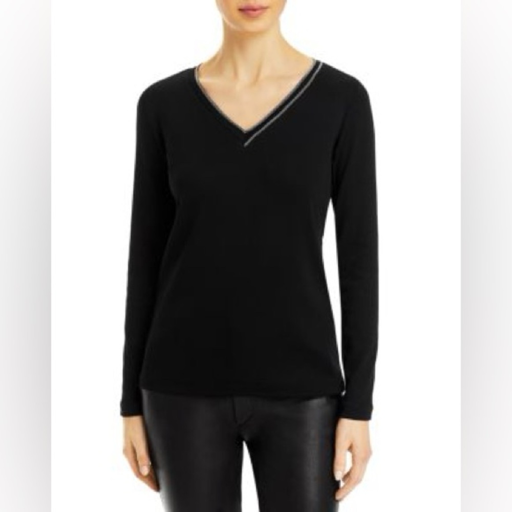 Fabiana Filippi V Neck Long Sleeve Pullover W Rhinestone Detail Size It 44 Nwt